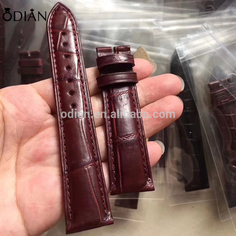 22mm Black brown genuine crocodile skin leather watch band waterproof for IWC big pilot 5004, Rivet Lug, Semi Square wrist