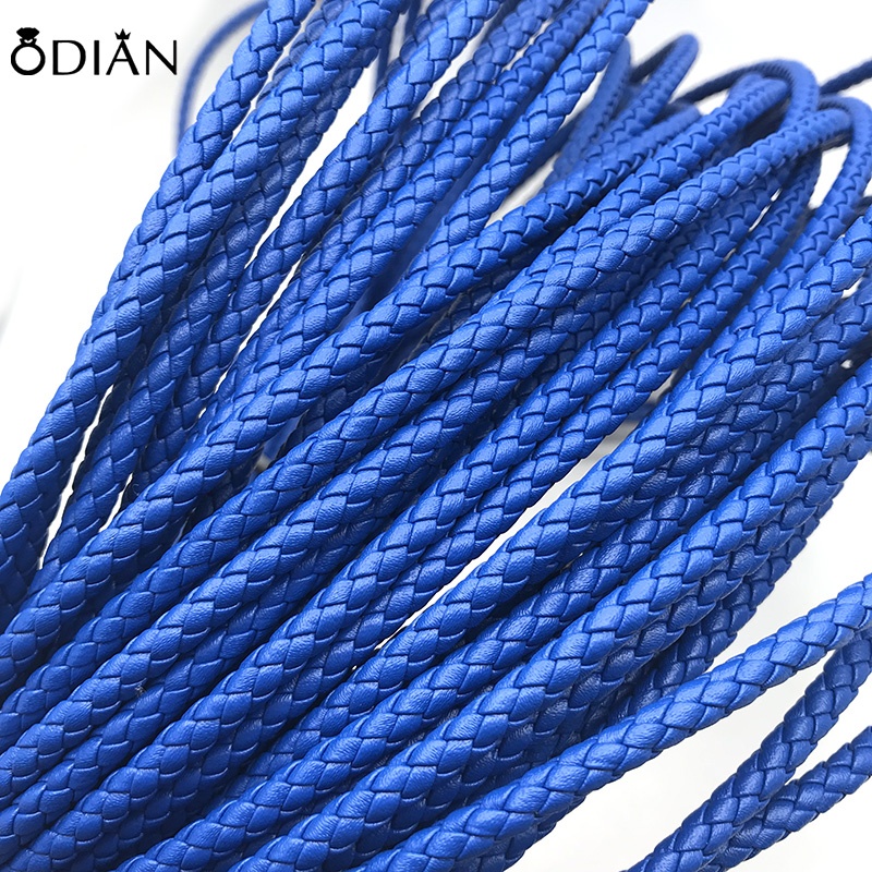 Odian Jewelry Genuine blue Braided Flat Leather Cord for bracelet jewelry