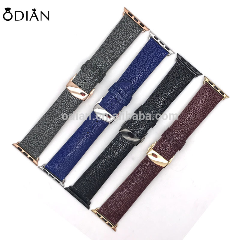 Handmade 100% genuine python and stingray skin Leather watch Strap Band for apple watch band 38mm 42mm
