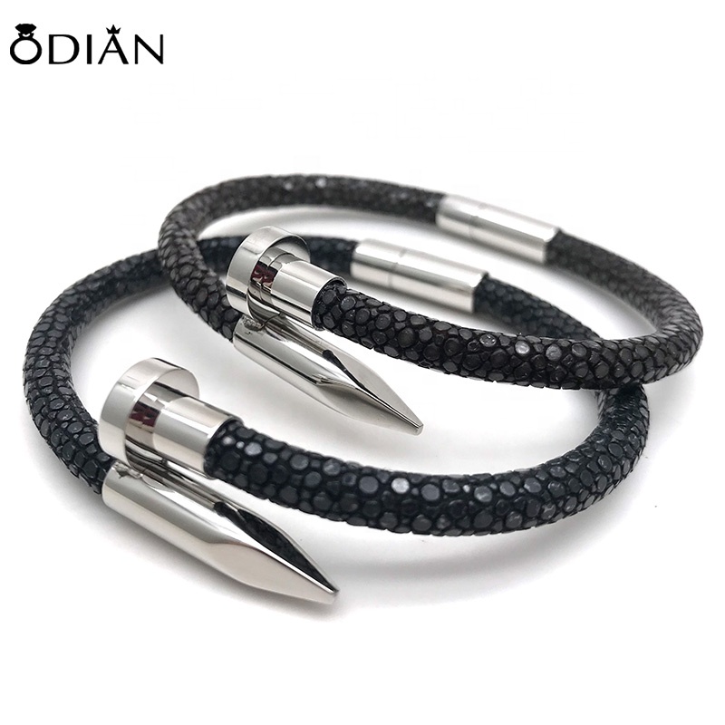 odian stingray stainless steel nail bracelet, 14k saudi arabia gold bangles designs with luxury customized box
