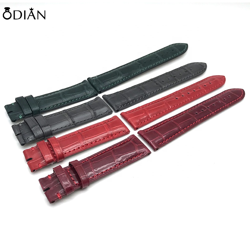 Odian Jewelry Red Alligator Crocodile Leather Strap Pantone Scale for Custom Watch Strap colorful crocodile watch strap band