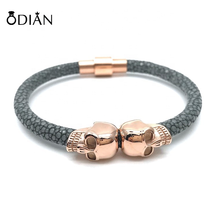 New clasp magnet bracelet stingray leather bracelets mens leather magnetic bracelet