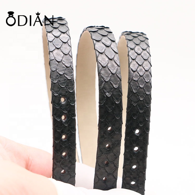 Manufacture luxury design flat python snake skin leather cord rope for jewelry making