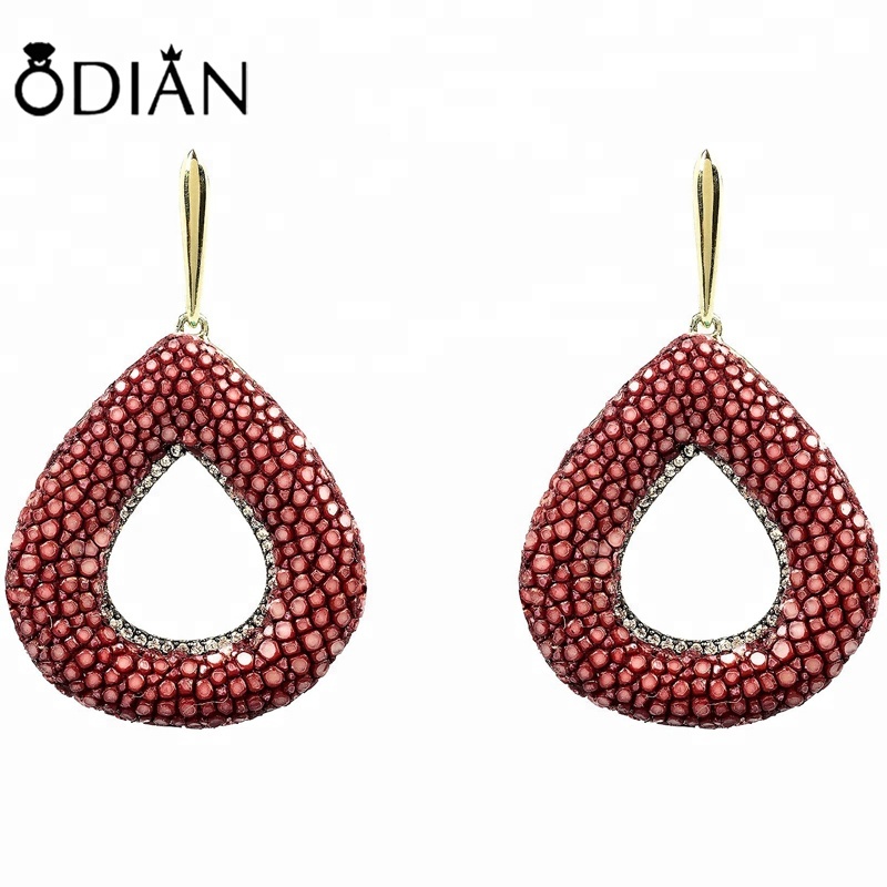 New style top grade leather stingray fish skin earring
