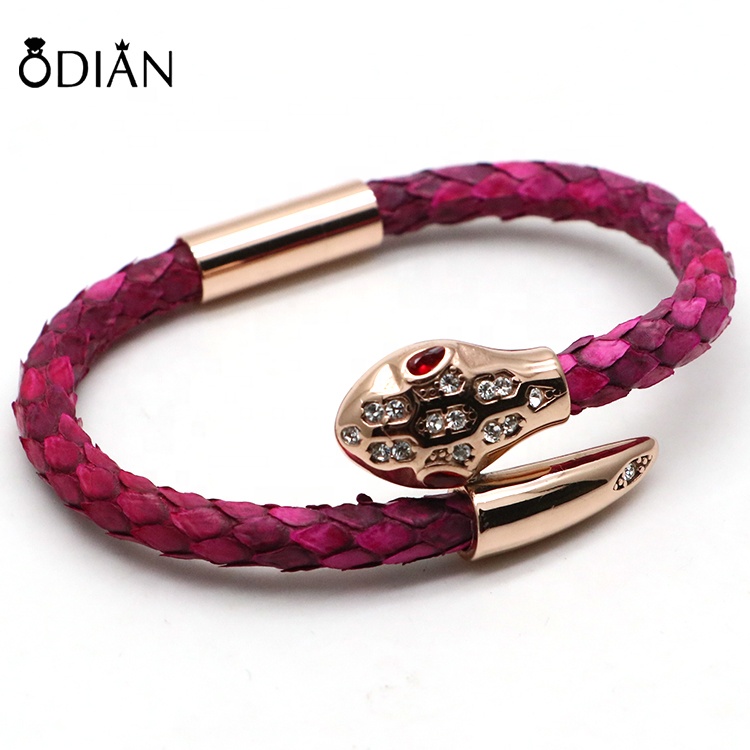 Fashionable and cool man lady bracelet, real boa skin bracelet, contain magnetic force to buckle