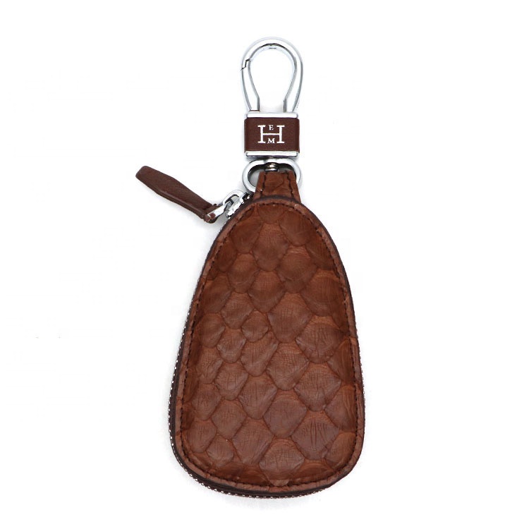 Wholesale python genuine leather car keyring, custom smart zipper car key holder,multiple color options
