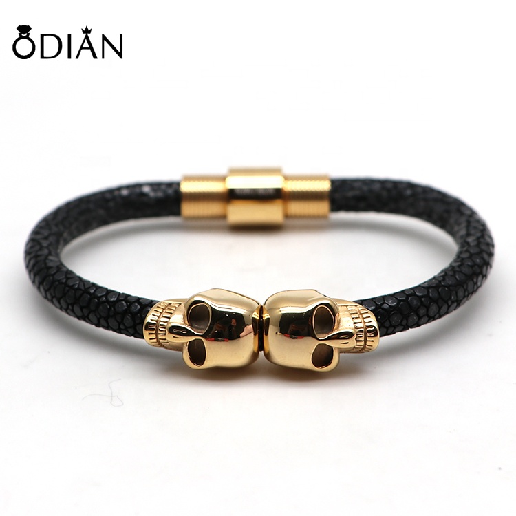 high quality leather bracelet stingray leather bracelets men's skull bracelet wholesale