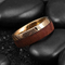 Damascus steel 8mm Rings For Men Golden Carbide Camber Center Bubinga Wood Ring