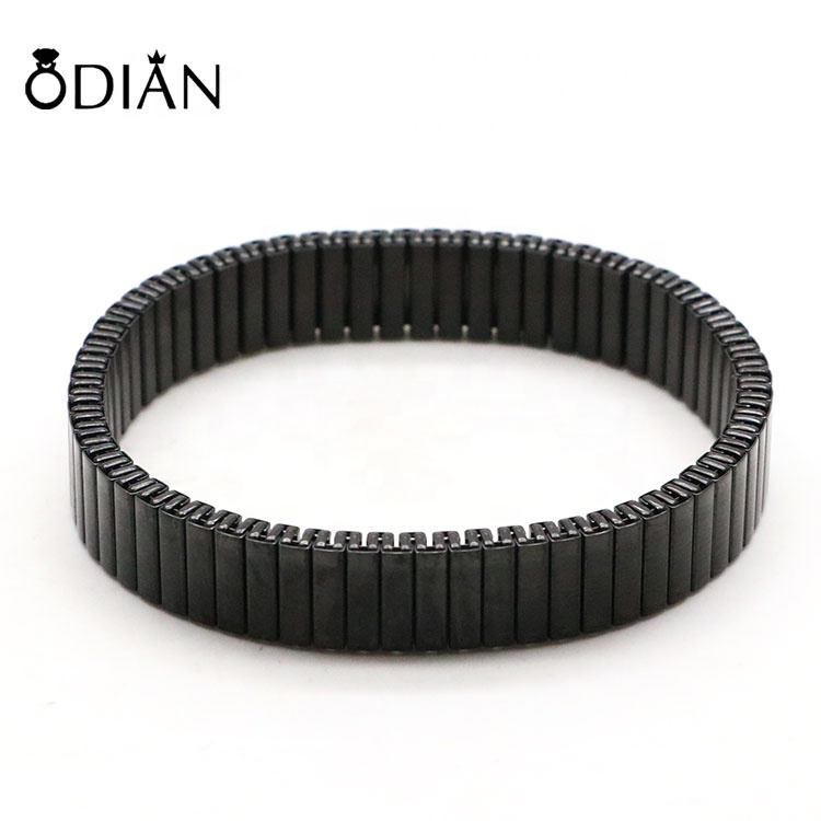 High Polished 9mm Width 316 Women Elastic Stainless Steel Bracelet Customizable color
