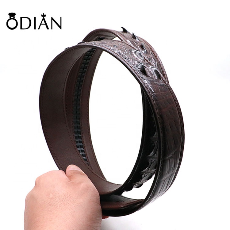 High end luxury genuine crocodile leather belts for men with automatic buckles custom business belt