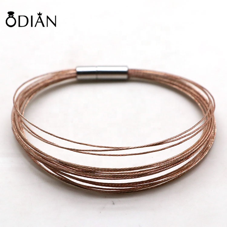 Wholesale fashion stainless steel gold wire bracelets, magnetic buckle bracelets, custom logo