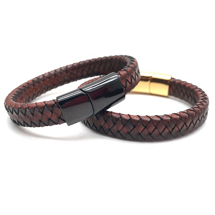 Odian Jewelry New leather men's wild temperament square multicolor leather men flat braided leather bracelet